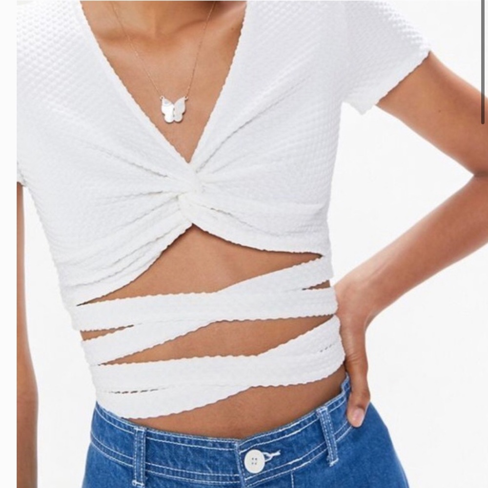 Urban outfitters white wrap crop top